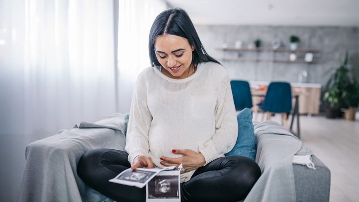 Woman looking at ultrasound