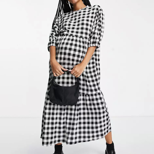 Asos New Look Maternity black and white gingham dress