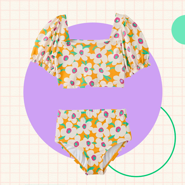 Two-Piece Puff Sleeve Baby Swimsuit