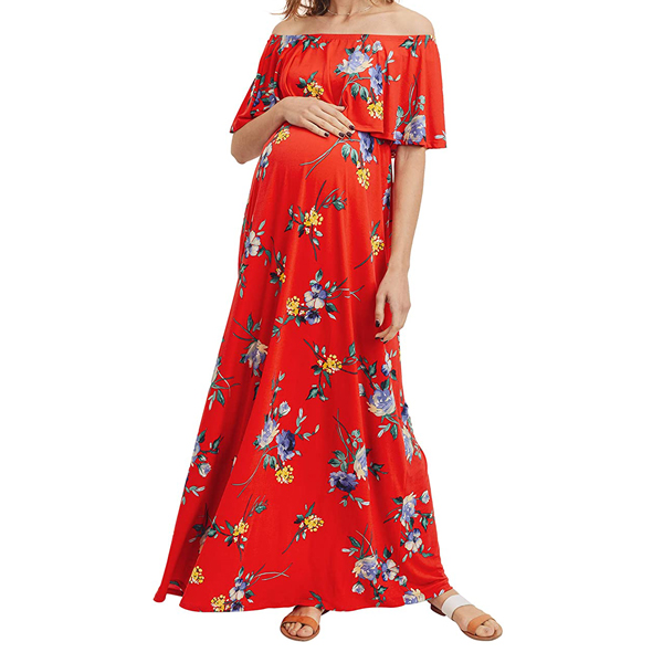 Best Baby Shower Dresses - Hello Miz Women's Off the Shoulder Maternity Dress