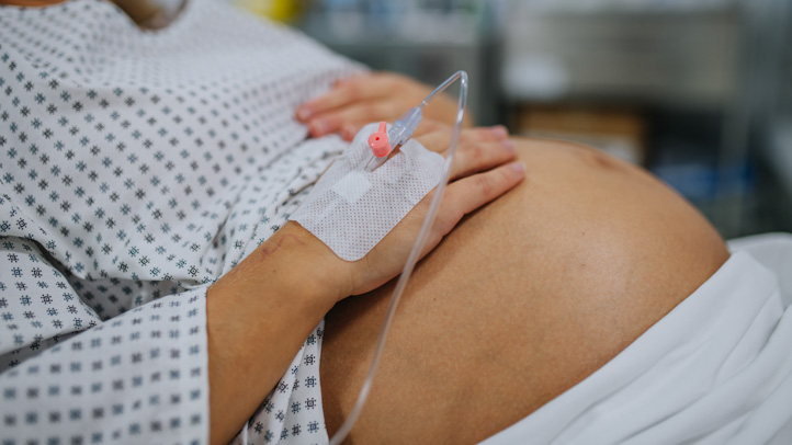 pregnant person with IV
