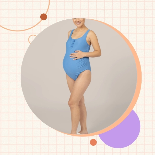 Henley maternity One Piece Swimsuit in Blue