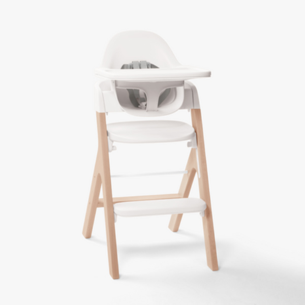 Best High Chairs: Mockingbird in Natural Beechwood and White