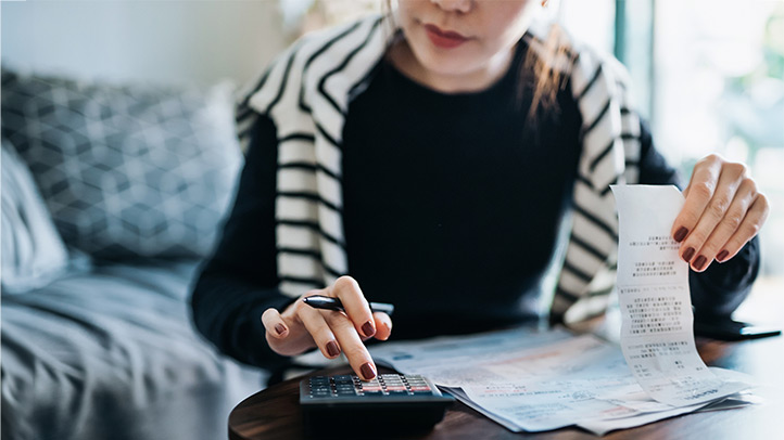 Woman calculating