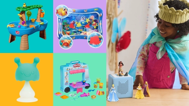 Prime Day Toy Deals 2025 Collage Featuring Step2, Infinno, Nuby, Tonies, and Play-Doh