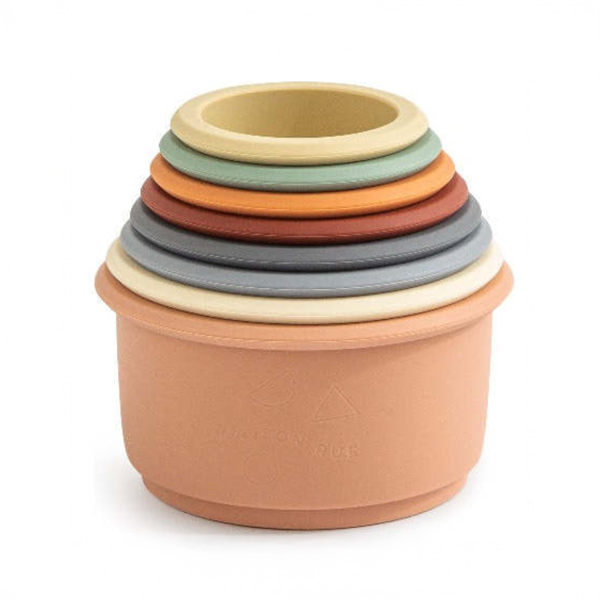 Maison Rue Stacking Cup Toys - 8 Pcs - Silicone (Rose)